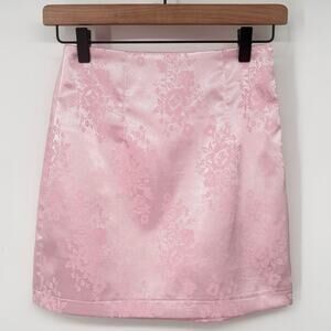 Princess Polly Light Pink Floral Blossom Satin Mini Skirt Size 0